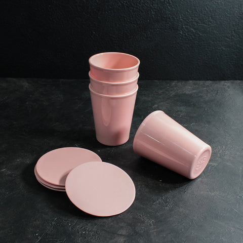 Cup Set with Coasters (Pink)