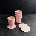 Cup Set with Coasters (Pink)