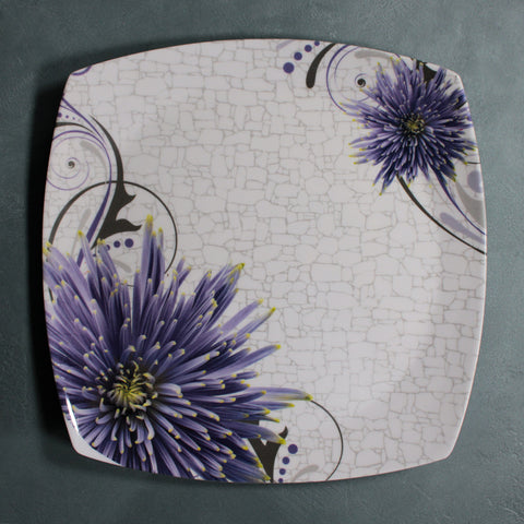 Square Dinner Plate (Purple Flower)